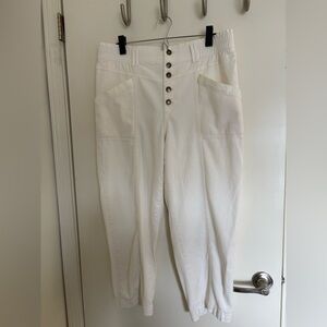 Knox Rose Mid-Rise Tapered Fit Cargo Pants - Egret Off-White Large